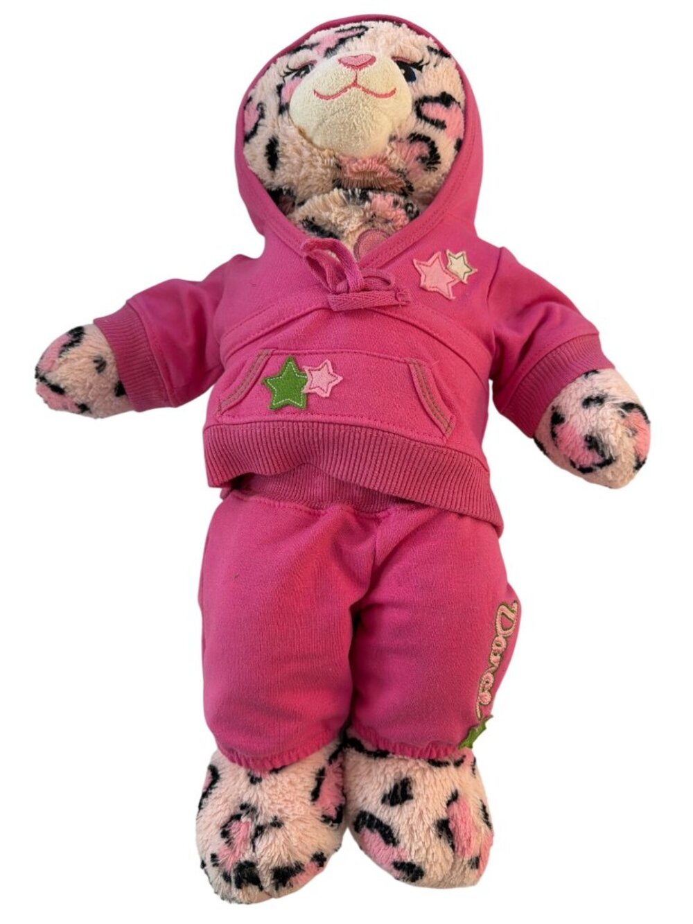 Build-A-Bear Pink Leopard Plush Toy With Hoodie & Pants